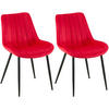 STUHL 2er Set Samt rot - Rot/Schwarz, Textil/Metall (46/82/61cm) - CLP