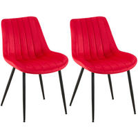 STUHL 2er Set Samt rot - Rot/Schwarz, Textil/Metall (46/82/61cm) - CLP