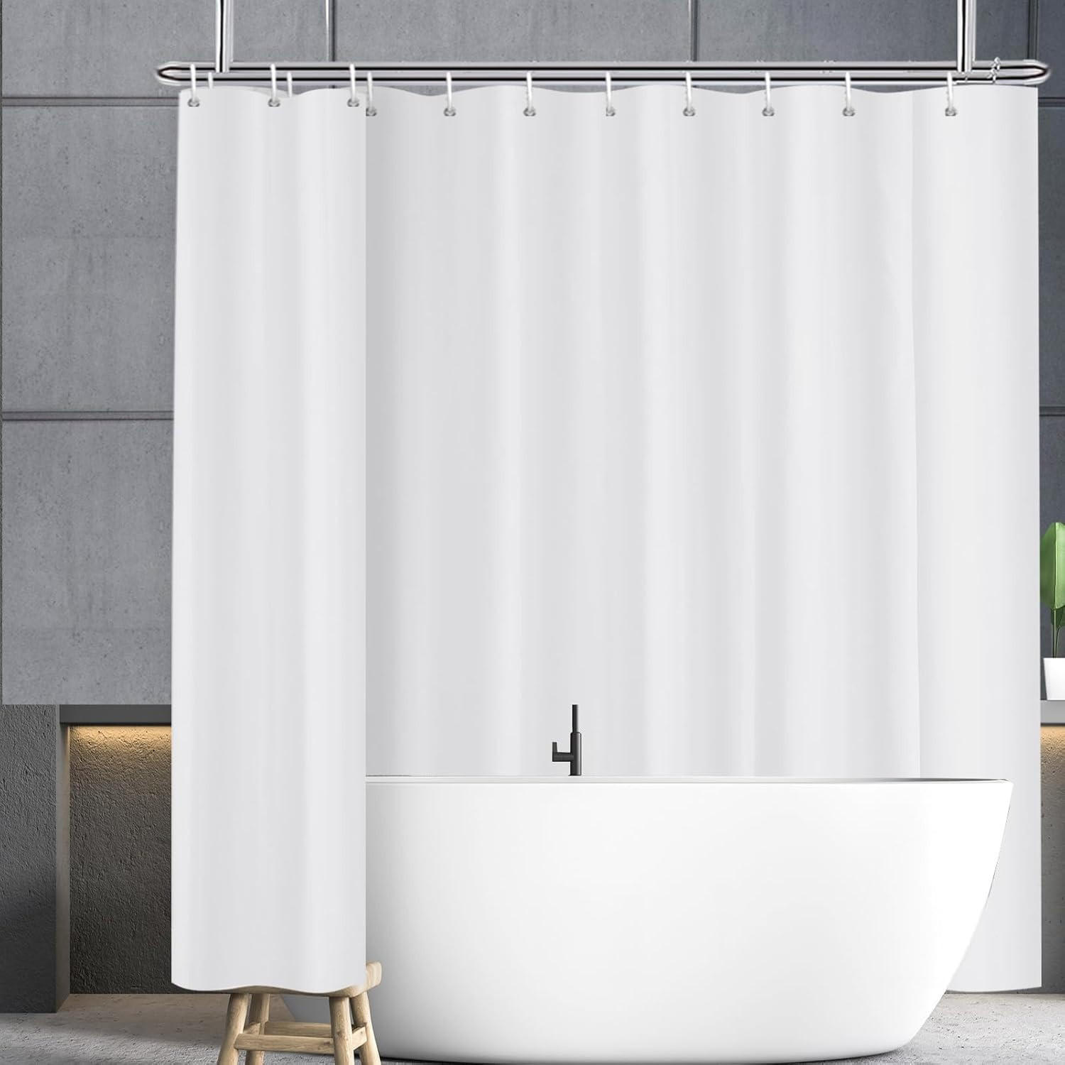 DUSCHVORHANG Weiß 240/200 cm Wasserabweisend Schimmelresistent - Weiß, Kunststoff (240/200cm) - MCBOSON