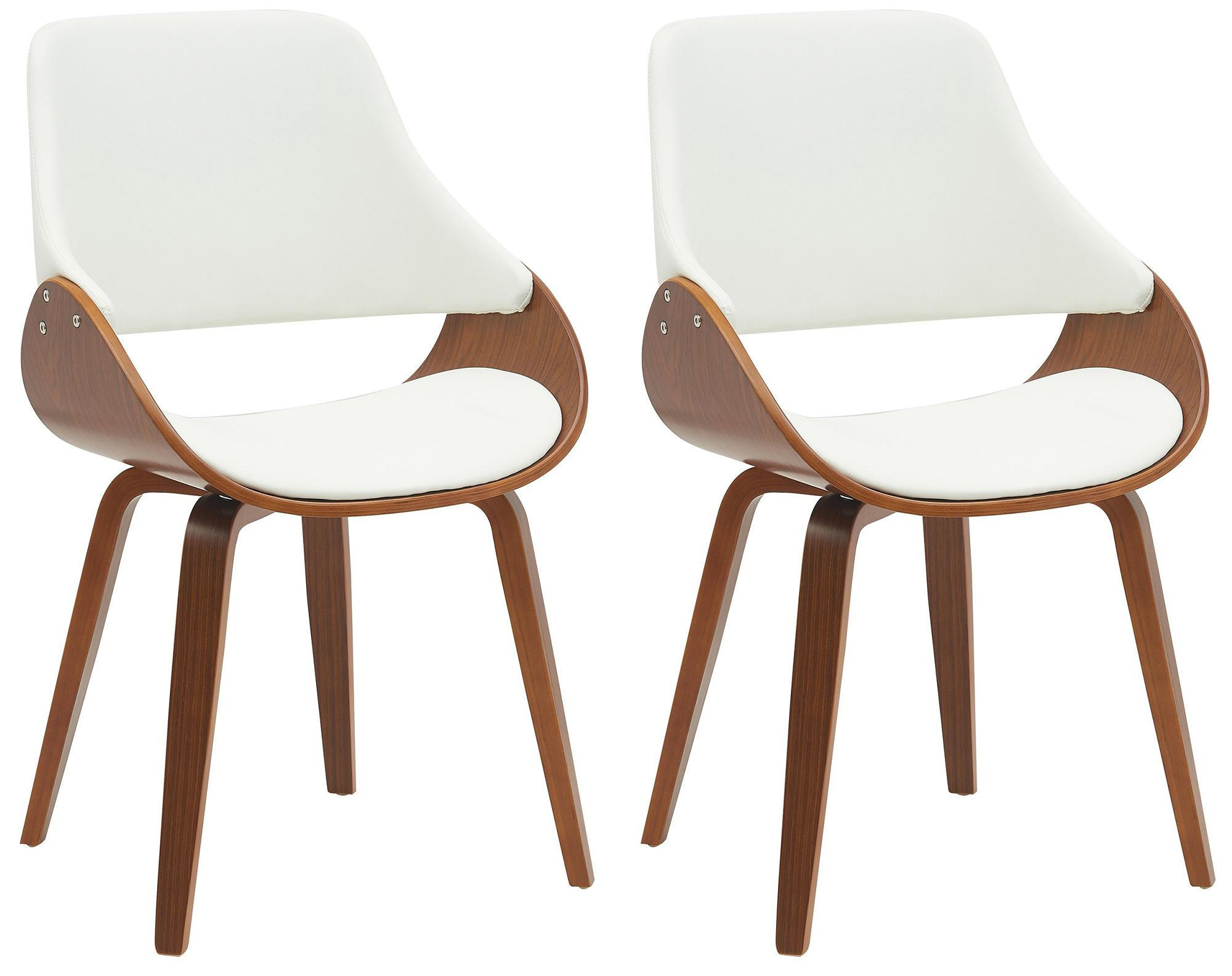 ESSZIMMERSTUHL 2er Set Lederlook Walnuss/Weiß - Walnussfarben/Weiß, Holz/Textil (52/86/54cm) - CLP