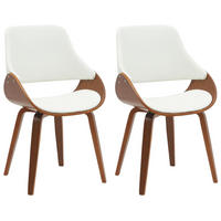 ESSZIMMERSTUHL 2er Set Lederlook Walnuss/Weiß - Walnussfarben/Weiß, Holz/Textil (52/86/54cm) - CLP
