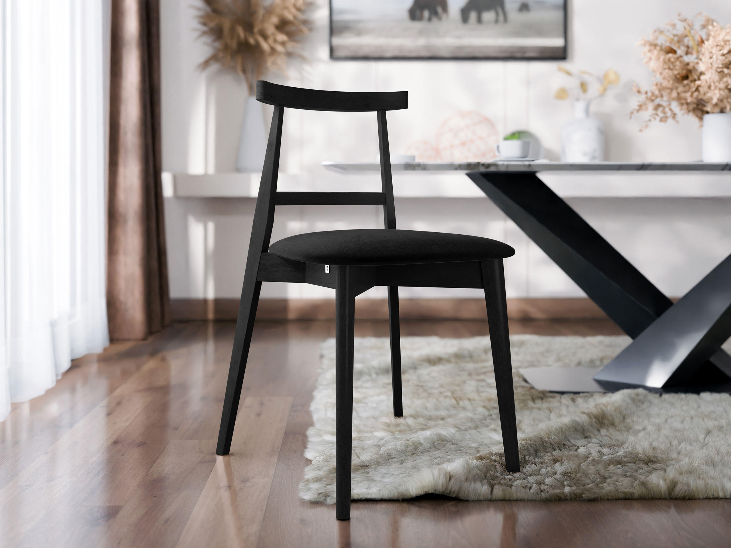 WOHNZIMMER STUHL KT71, Holzfarbe: Schwarz - Schwarz, Holz/Textil (48/75/54cm) - MIRJAN24