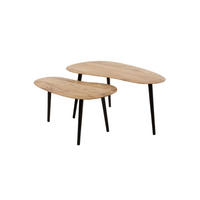 COUCHTISCH-SET RINA Braun Akazie - Schwarz/Braun, Holz/Metall (90/50/40cm) - KAWOLA
