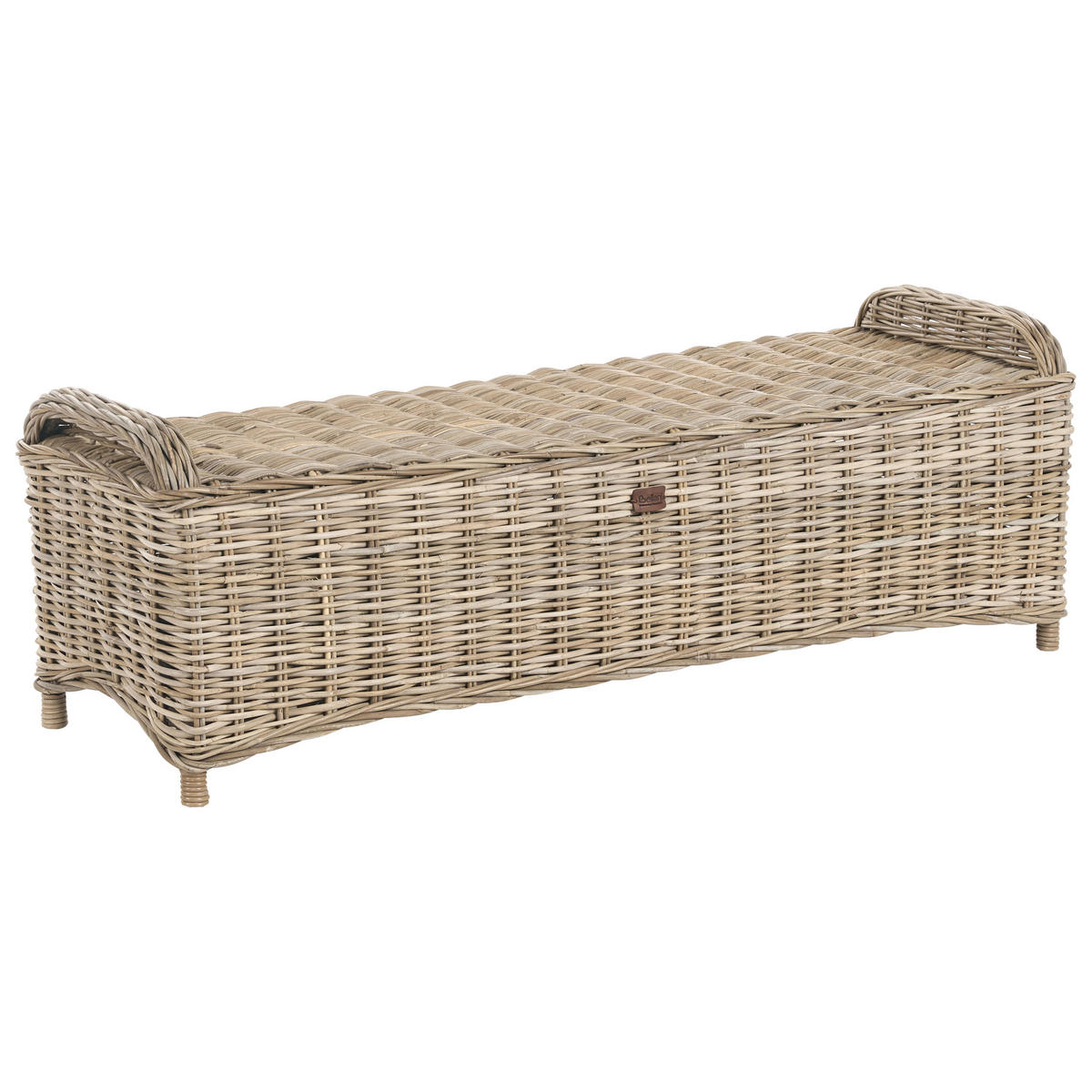 GARTEN 2-Sitzer OTTOMANE Naturfarben Susua - Naturfarben/Weiß, Naturmaterialien (140/49/47cm) - Beliani