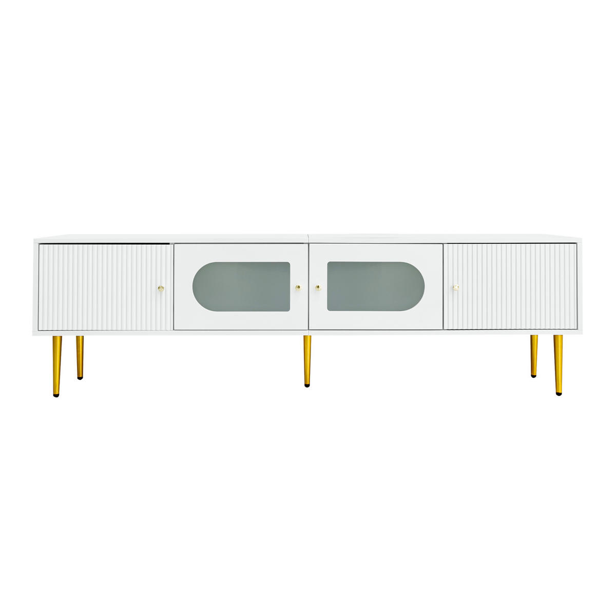 TV-BOARD aus Spanplatte 170x35x50 cm Weiß mit Kabelmanagement und geräuschlosen Scharnieren - Weiß, Holzwerkstoff (140/38/38cm) - Modfu