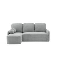 ECKSOFA CASPER L Links mit Schlaffunktion 132x198 Cord Grau - Schwarz/Grau, Holz/Kunststoff (217/145cm) - NACANAPA