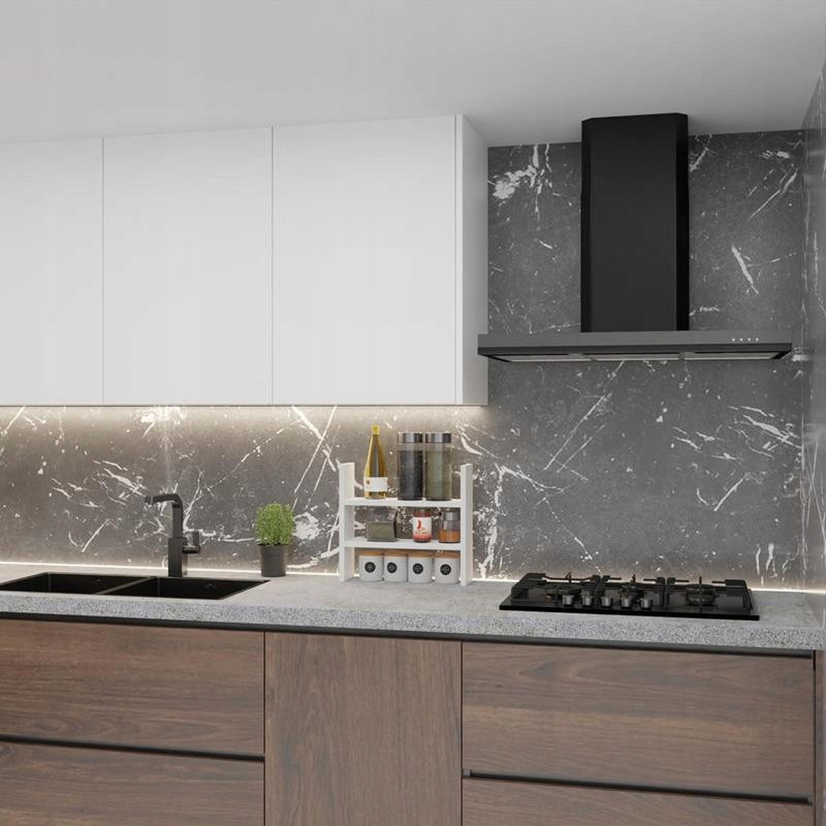 KÜCHENREGAL BIS EX3 Weiß 44/12/40 cm - Weiß, Holzwerkstoff (44/40/12cm) - Matkam Möbel