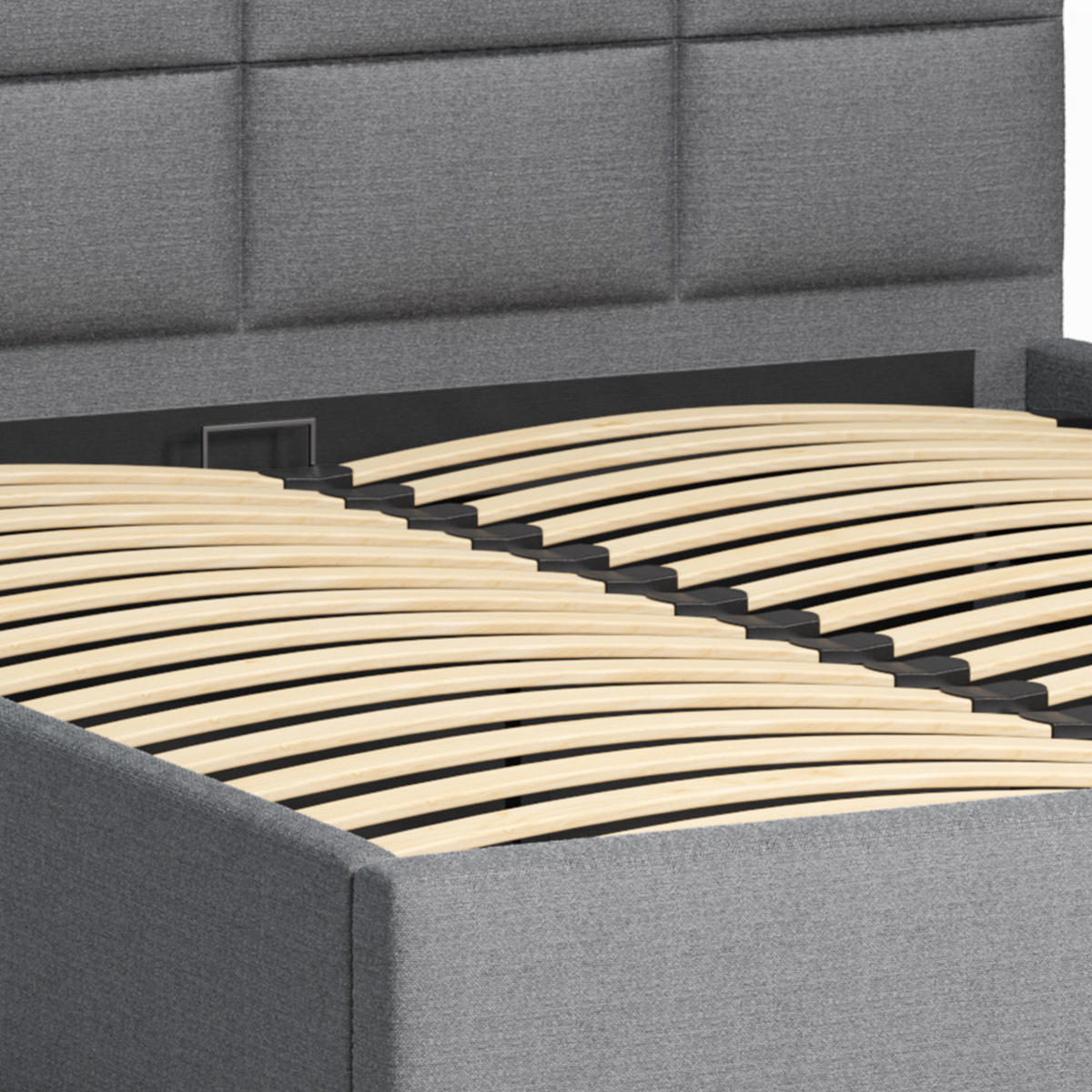 POLSTERBETT 160×200 mit Bettkasten und Lattenrost Mika 028-28 Grau Geflochten - Grau, Holz/Textil (160/200cm) - Jana