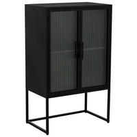 VITRINE aus Metall, schwarz, 65x39x106cm - Schwarz, Metall (65/105.5/38.5cm) - Wanderlust