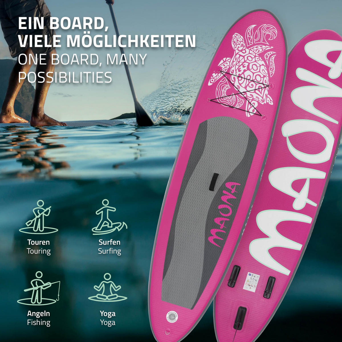 STAND UP PADDLE BOARD Maona Rosa - Pink, Kunststoff (308/78/10cm) - ECD-Germany