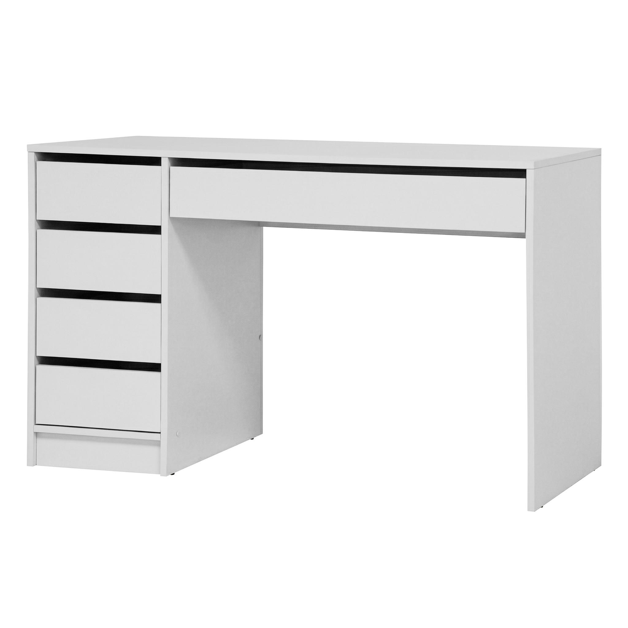 SCHREIBTISCH Malta mit 5 Schubladen, grifflos, Weiß - Weiß, Holzwerkstoff (57/120/75.5cm) - Beautysofa