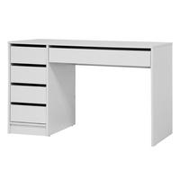 SCHREIBTISCH Malta mit 5 Schubladen, grifflos, Weiß - Weiß, Holzwerkstoff (57/120/75.5cm) - Beautysofa