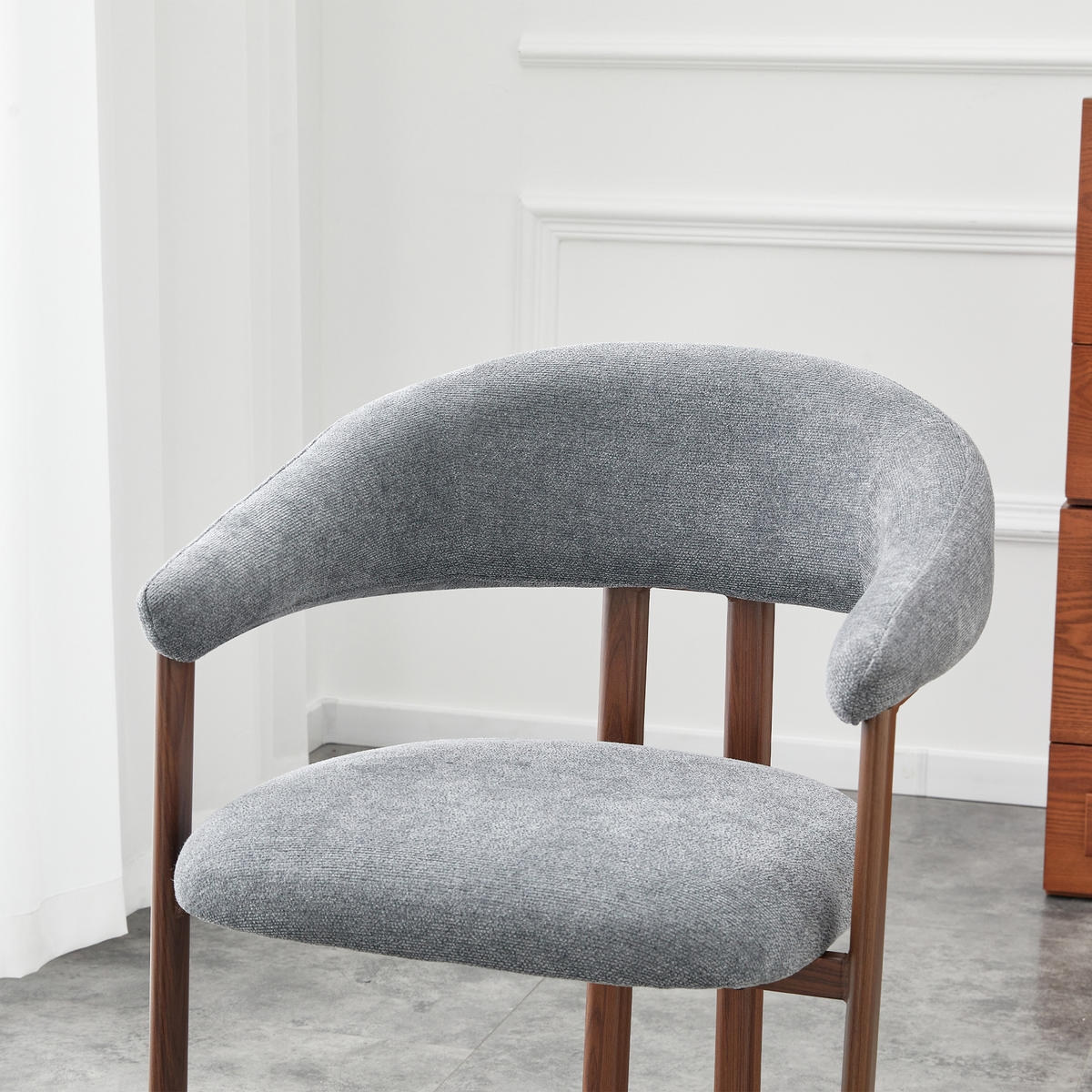 ESSZIMMERSTUHL 2ER-SET aus Stoff mit Metallbeinen, ergonomisch gepolstert im Fass-Design - Grau, Textil (60/80.5/57.5cm) - Urban Meuble