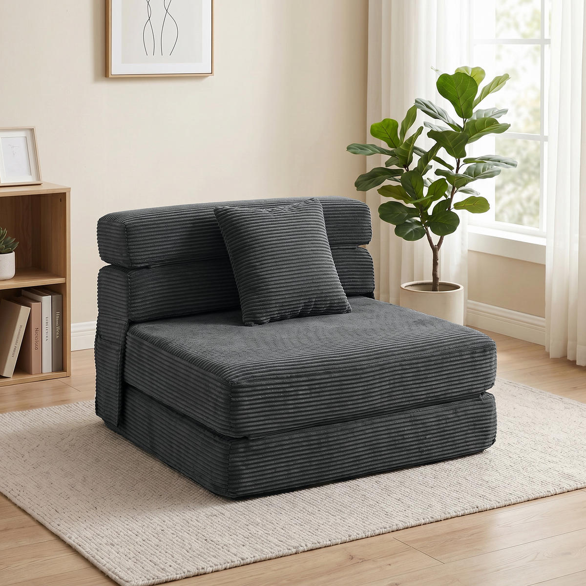 SCHLAFSESSEL Dunkelgrau 100.0/76.0/62.0 cm - Dunkelgrau, Textil (76/62/100cm)
