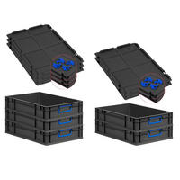 EUROBOX 5x NextGen Color mit Auflagedeckel 12x40x60 cm 23 Liter Schwarz Griffe blau zu - Blau/Schwarz, Kunststoff (40/12/60cm) - PROREGAL