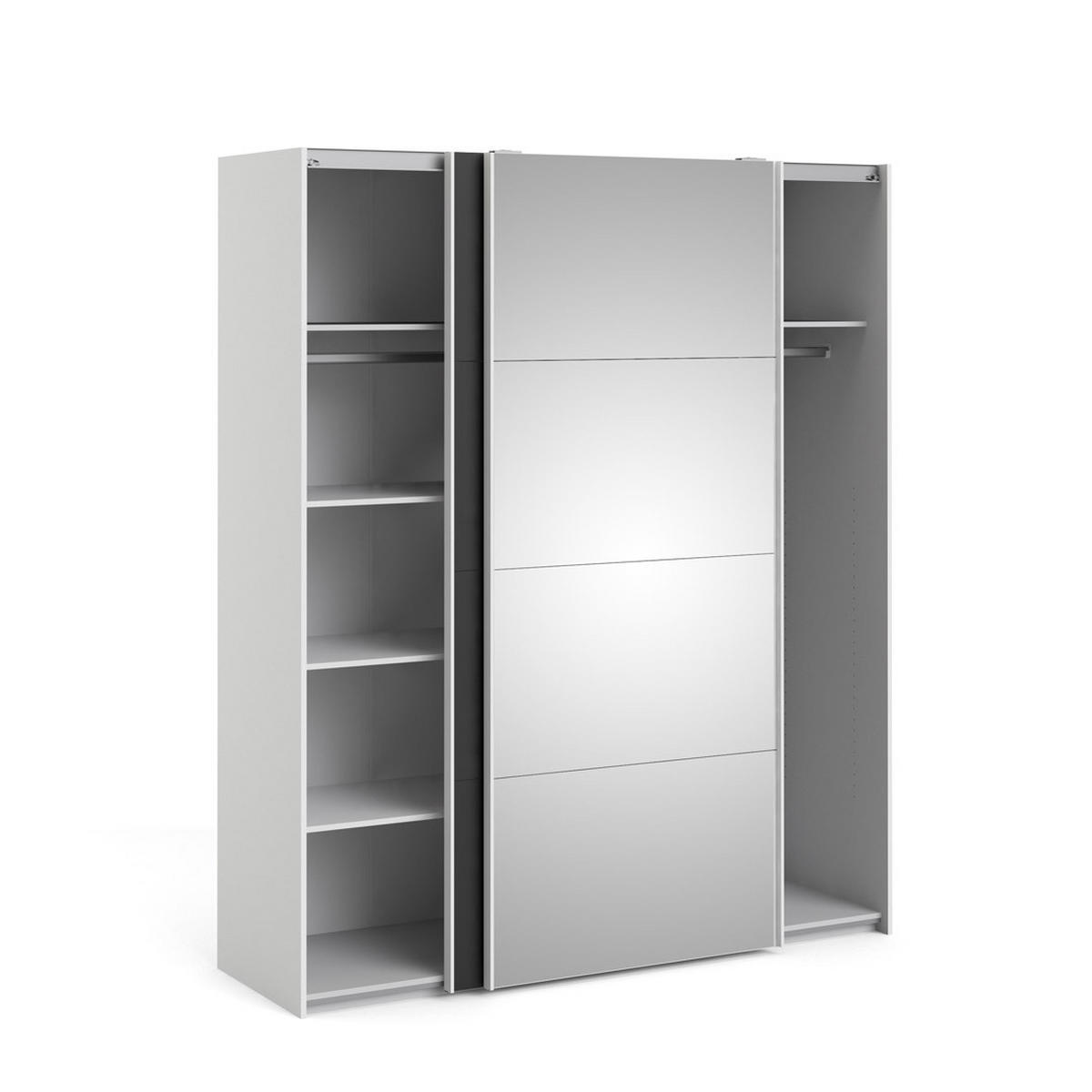 SCHWEBETÜRENSCHRANK mattschwarz - Weiß, Holzwerkstoff (183/221/61cm) - ebuy24