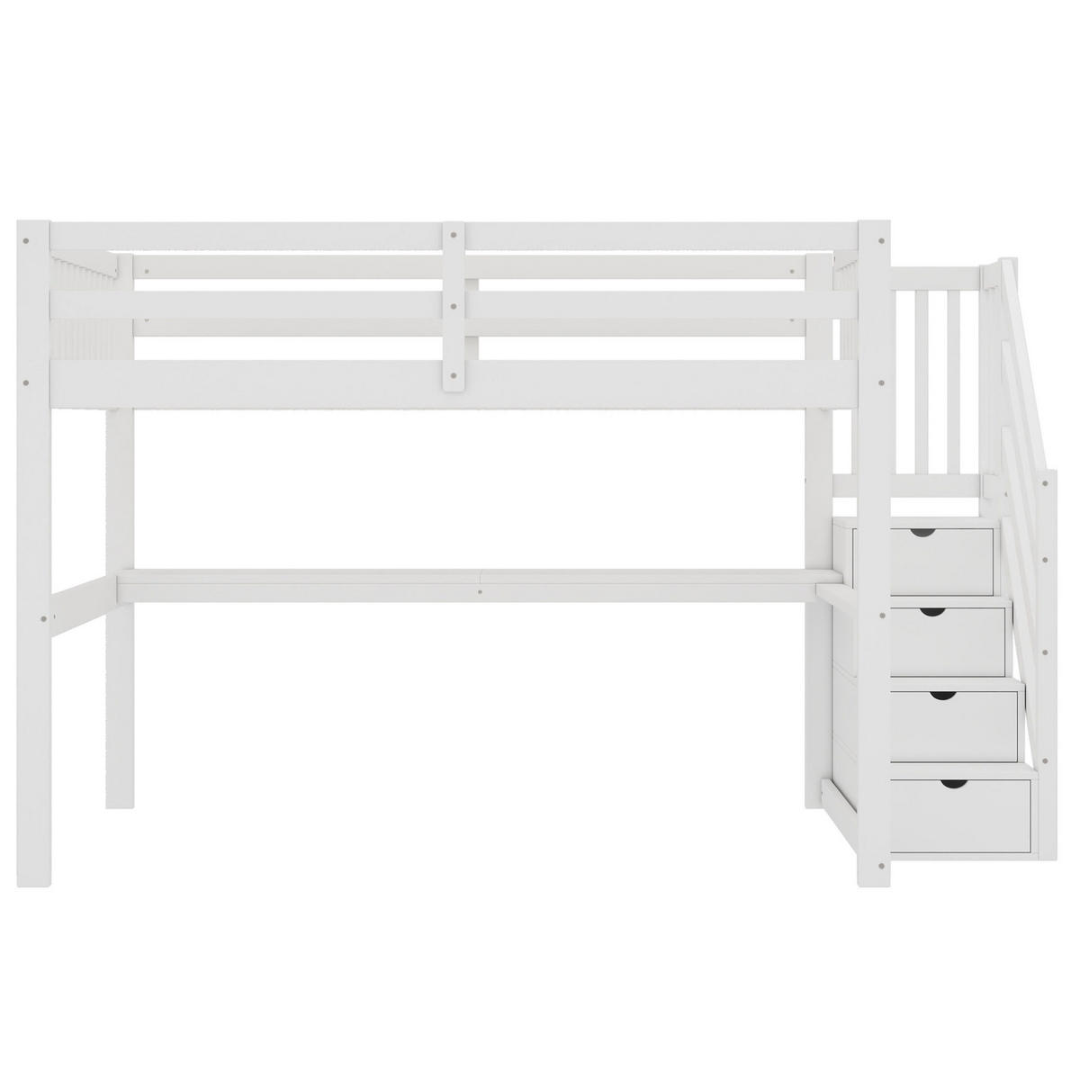 HOCHBETT 140/200 cm aus Kiefer und MDF mit Schreibtisch und Stauraum Weiß - Weiß, Holz (140/200cm) - Modenvie