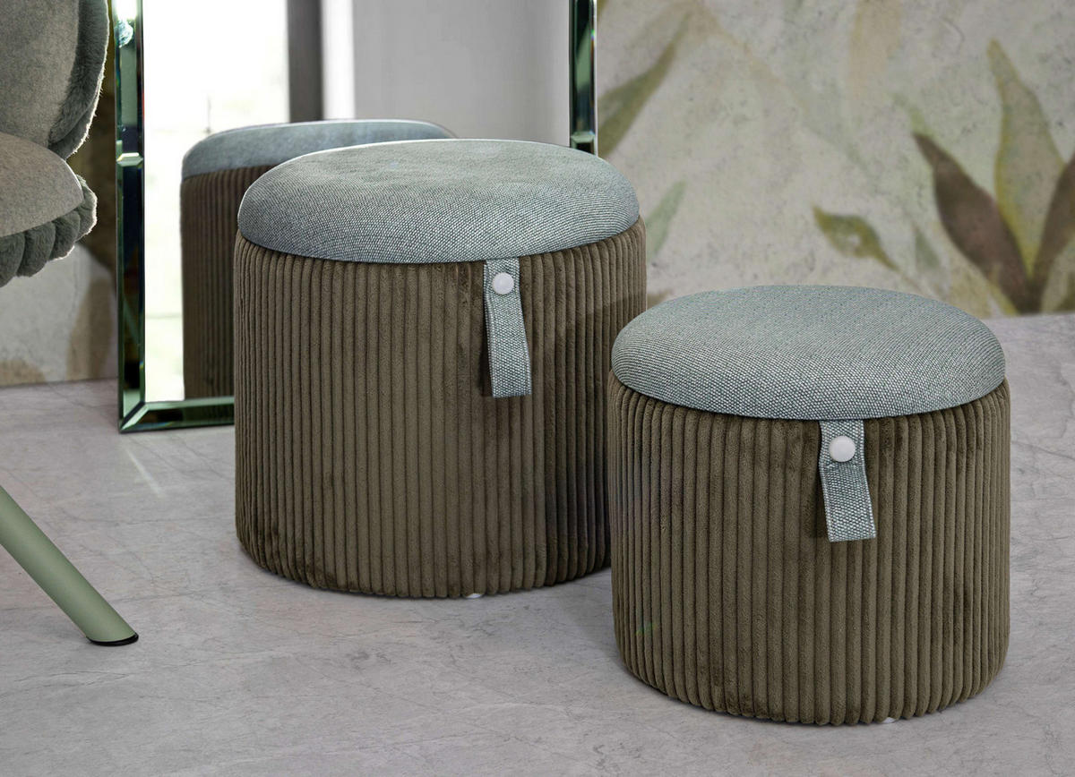 POUF mit Stauraum Bolzano - Grün, Textil (38/39/38cm) - Mauro Ferretti