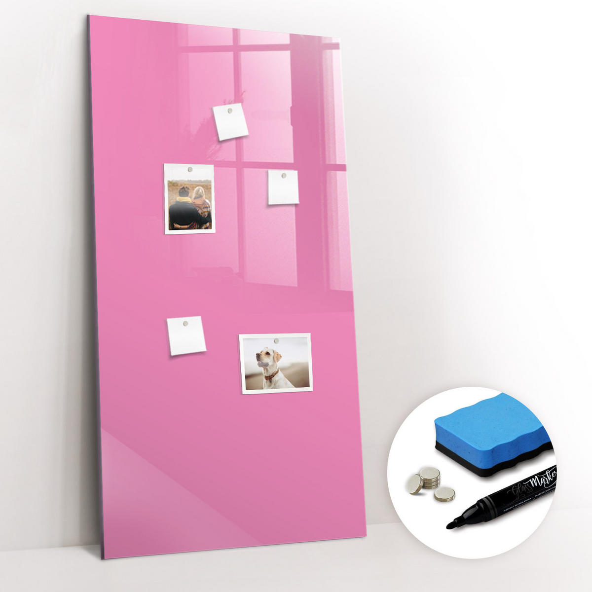 MAGNETTAFEL 60x120 Rosa schwarzer Marker - Pink, Glas (60/0.4/120cm) - TULUP