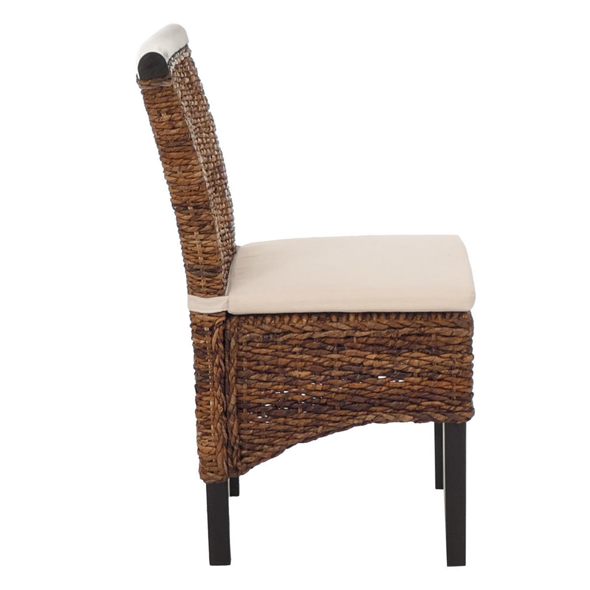 ESSZIMMERSTUHL 2er-Set Korbstuhl Stuhl Bananengeflecht 93x47x43cm Sitzhöhe 47cm dunkel mit Kissen - Dunkelbraun, Kunststoff (47/93/43cm) - CHEFGASTRO