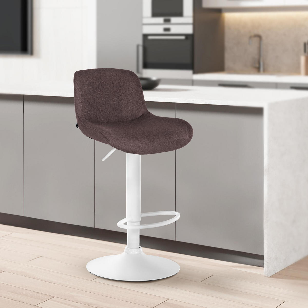 BARHOCKER Stoff dunkelbraun - Dunkelbraun/Weiß, Textil/Metall (50/85/50cm) - CLP