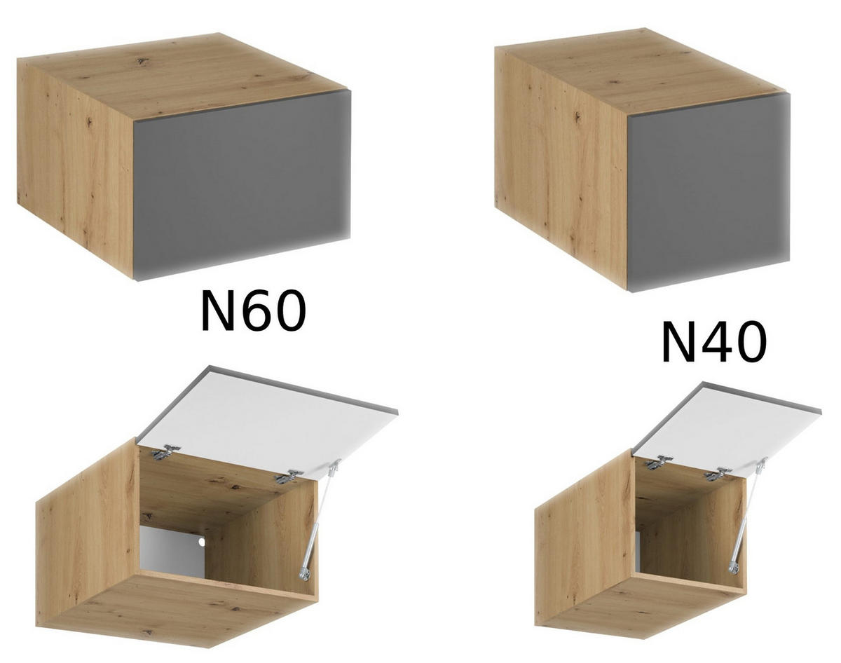 KÜCHENZEILE 400 cm - Langen K18-M400 - in Artisan Eiche/Grau - Grau, Holz (400/248/58cm)