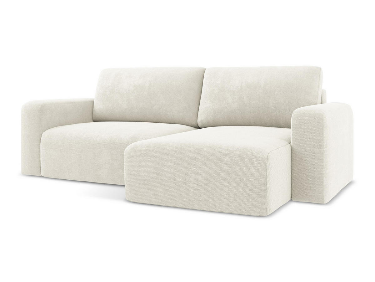 ECKSOFA mit Schlaffunktion rechts Chenille Stoff Weiß - Pink/Schwarz, Kunststoff/Textil (244/149cm) - Makamii