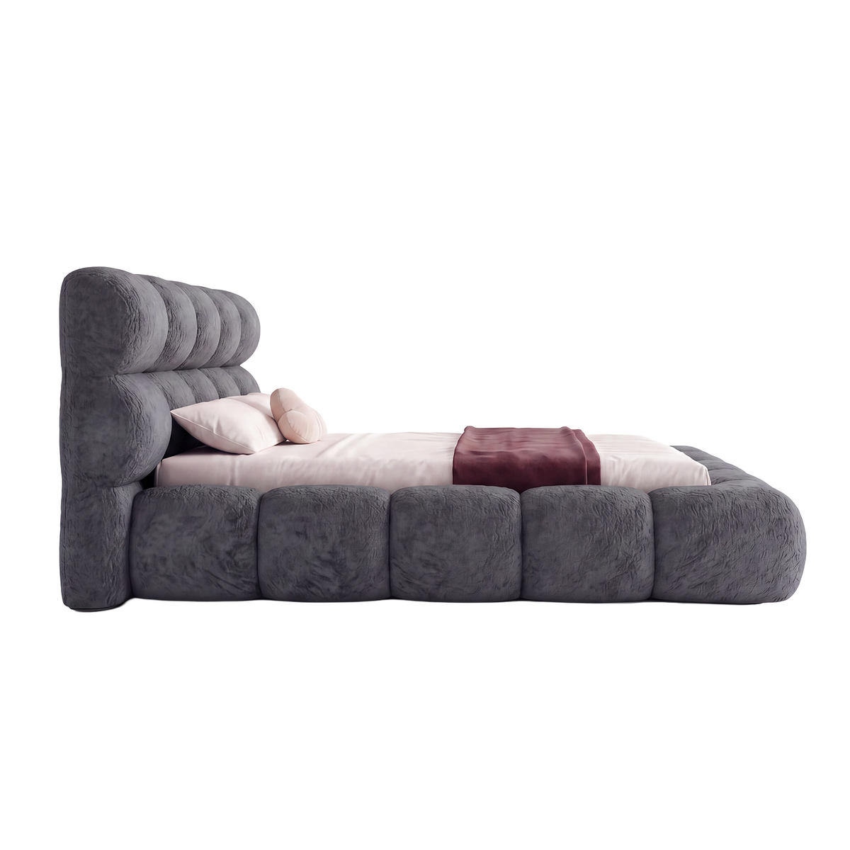 POLSTERBETT FERAGU 180x200 cm, Anthrazit - Anthrazit, Textil (200/180cm) - Fedve