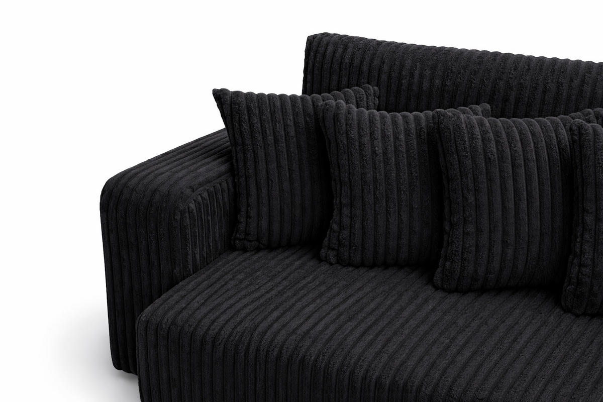 SCHLAFSOFA, Cordstoff Tilia, Schwarz, PIANO DOUBLE - Schwarz, Holz (246/83/145cm) - Kaiser Möbel