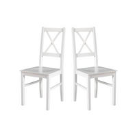 STUHL 2er Set NILO 10 D, weiss - Weiß, Holz (43/94/40cm) - Leaf Design