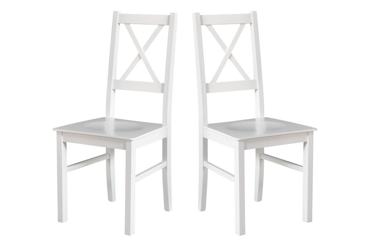 STUHL 2er Set NILO 10 D, weiss - Weiß, Holz (43/94/40cm) - Leaf Design