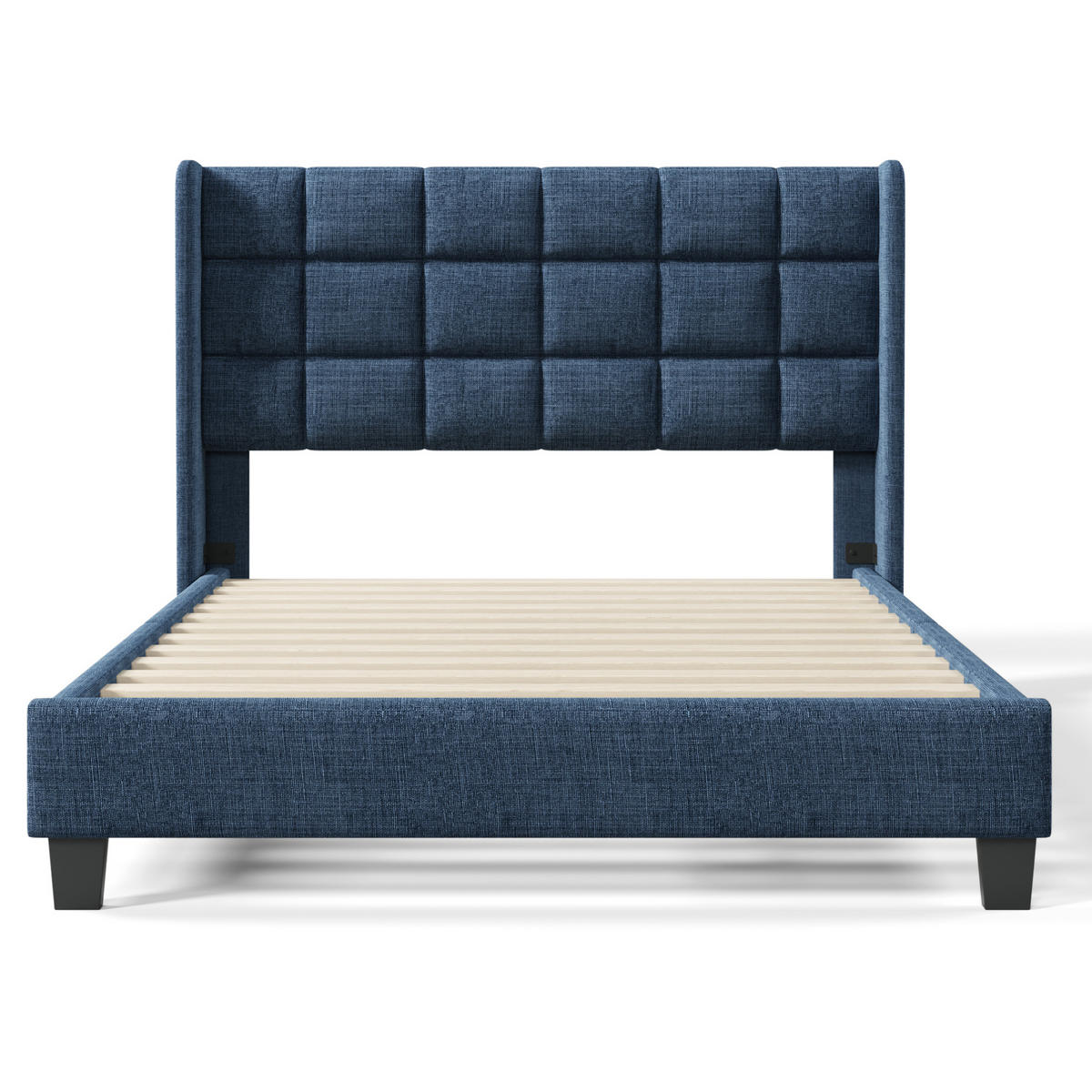 POLSTERBETT mit Lattenrost 140x200 cm Leinen Blau - Blau, Metall (140/200cm) - Beauniv