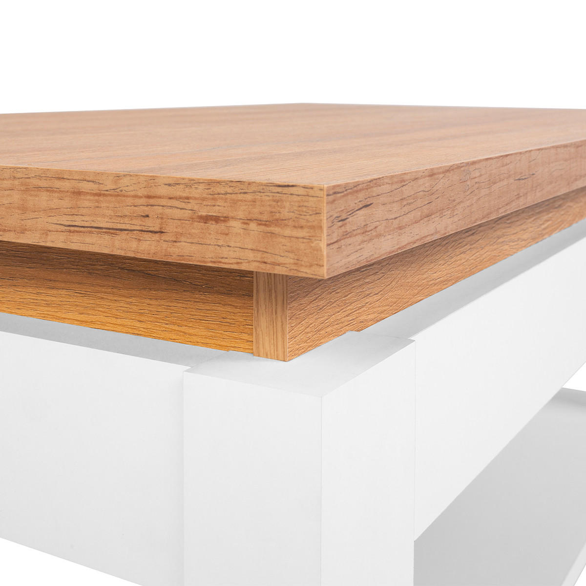COUCHTISCH Nara Weiß und Holz - Weiß, Holzwerkstoff (110/65/55cm) - Petits-meubles