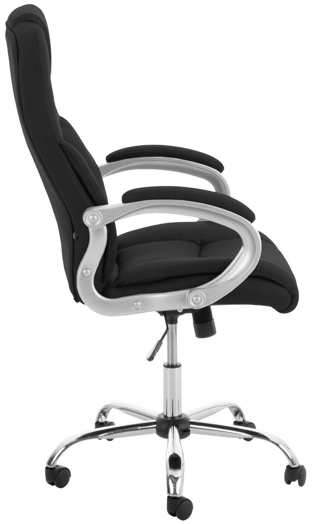 CHEFSESSEL Lederlook Schwarz - Chromfarben/Schwarz, Textil/Metall (66/113/70cm) - CLP