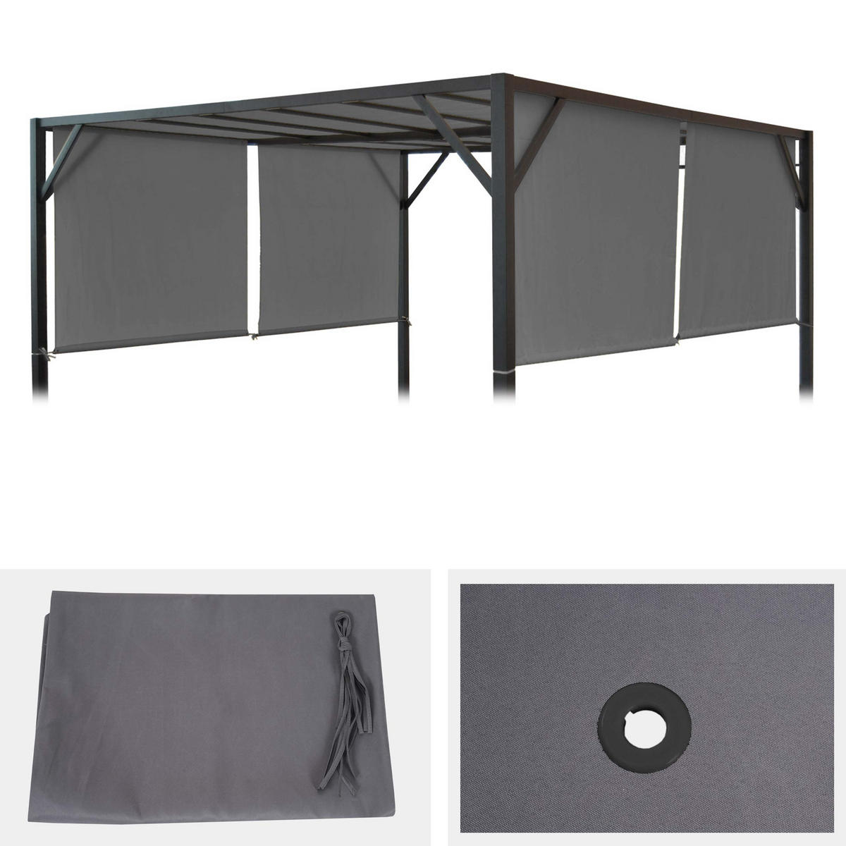 ERSATZBEZUG DACH FÜR PERGOLA BEJA Grau - Grau, Textil (272/1/496cm) - MCW