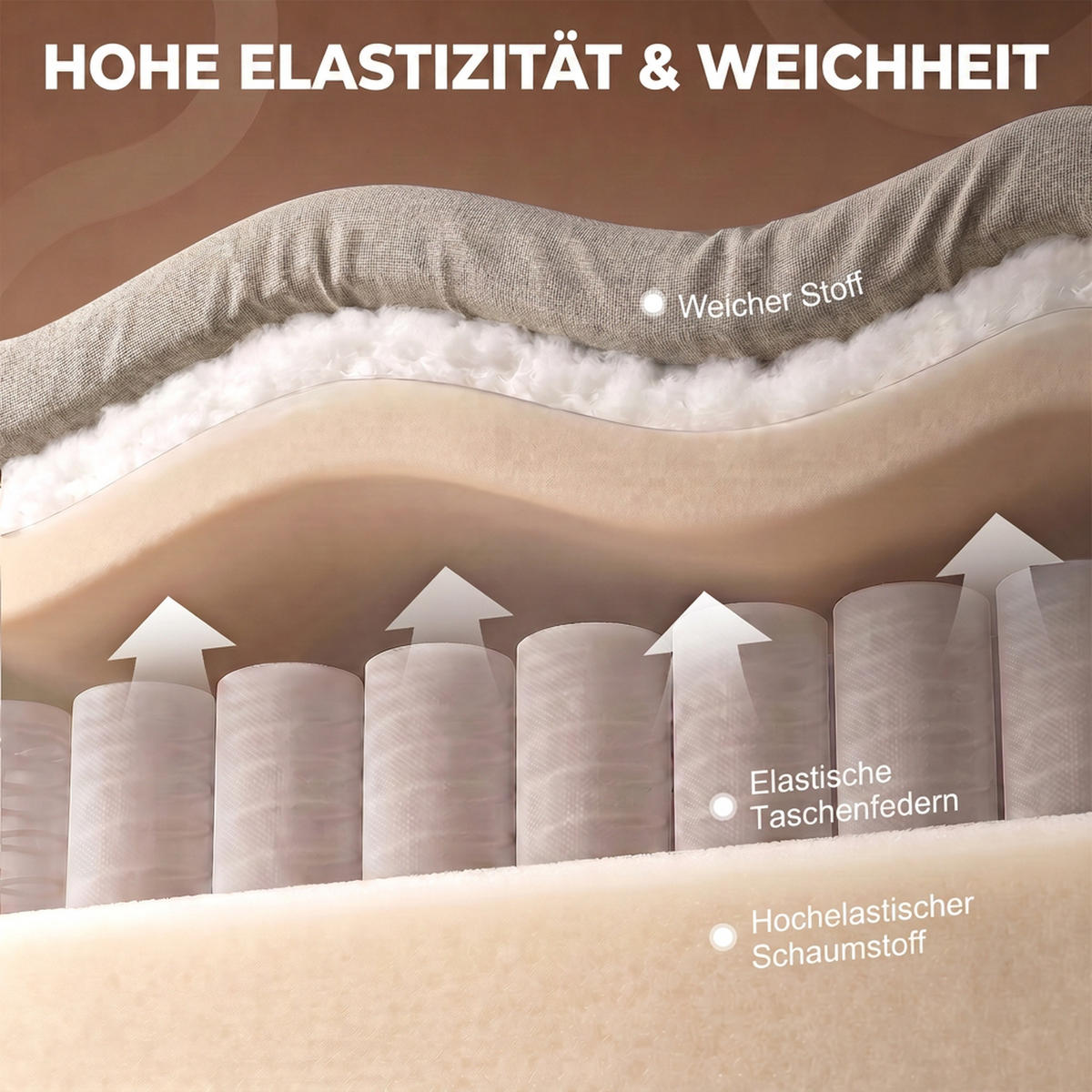 RELAXSESSEL Chenille Beige - Beige/Schwarz, Holzwerkstoff/Textil (97/104/97cm) - HOMCOM