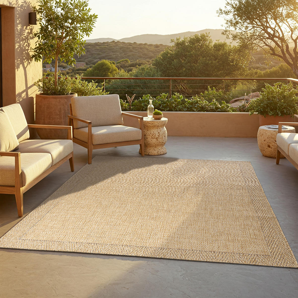 TEPPICH YUCANA Beige Outdoor Flachgewebe 200/300 cm - Beige, Textil (200/300cm) - Tapiso