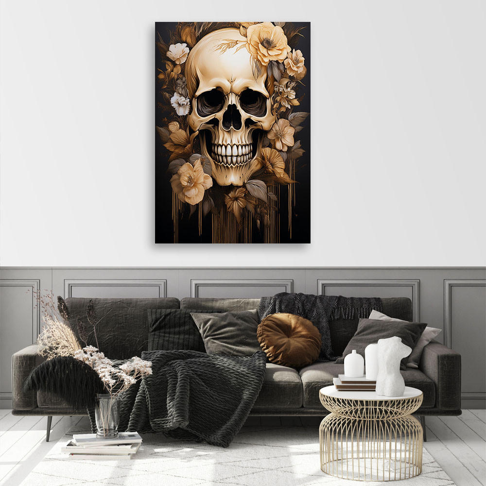 WANDBILD totenkopfblumen beige - Beige, Textil (80/120cm) - Feeby