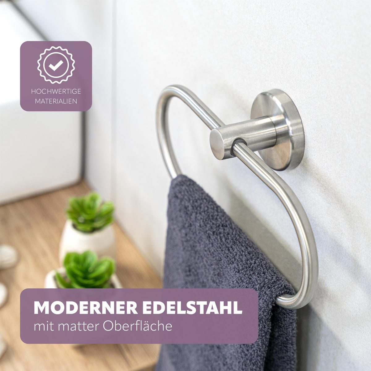 HANDTUCHRING PIAZZA, Edelstahl - Edelstahlfarben, Metall (21.5/12.5/5cm) - bremermann