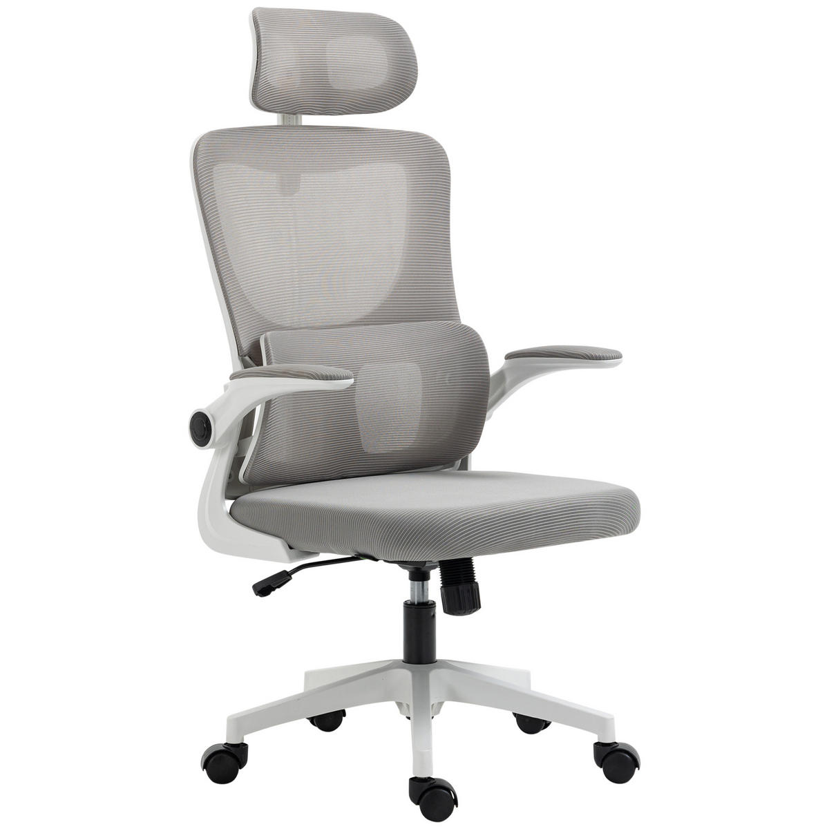 BÜROSTUHL DE-05141 Höhenverstellbar, Wippfunktion & Kopfstütze Grau - Grau, Metall (59/122/60cm) - ComfortXL