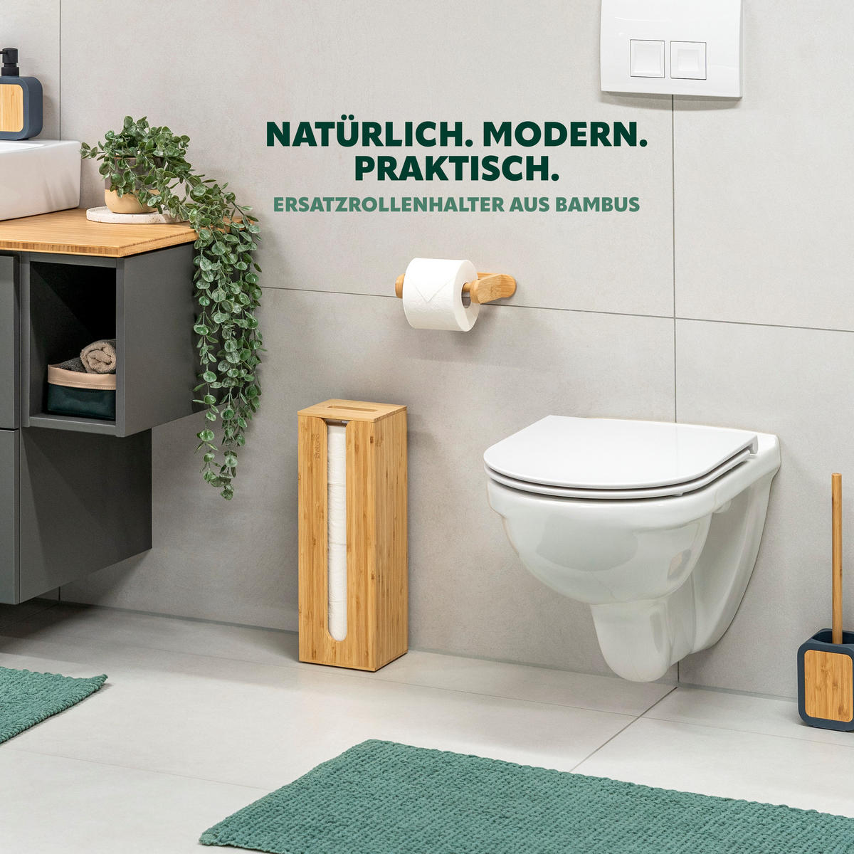 TOILETTENPAPIERHALTER, für 4 Ersatzrollen, Bambus - Braun, Holz (14.5/42/14.5cm) - eluno