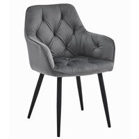 STUHL IRGOLI 1 Stück, Grau, Schwarz, mit Samtstoff gepolstert - Anthrazit, Textil/Metall (56/84/62cm) - Komodee