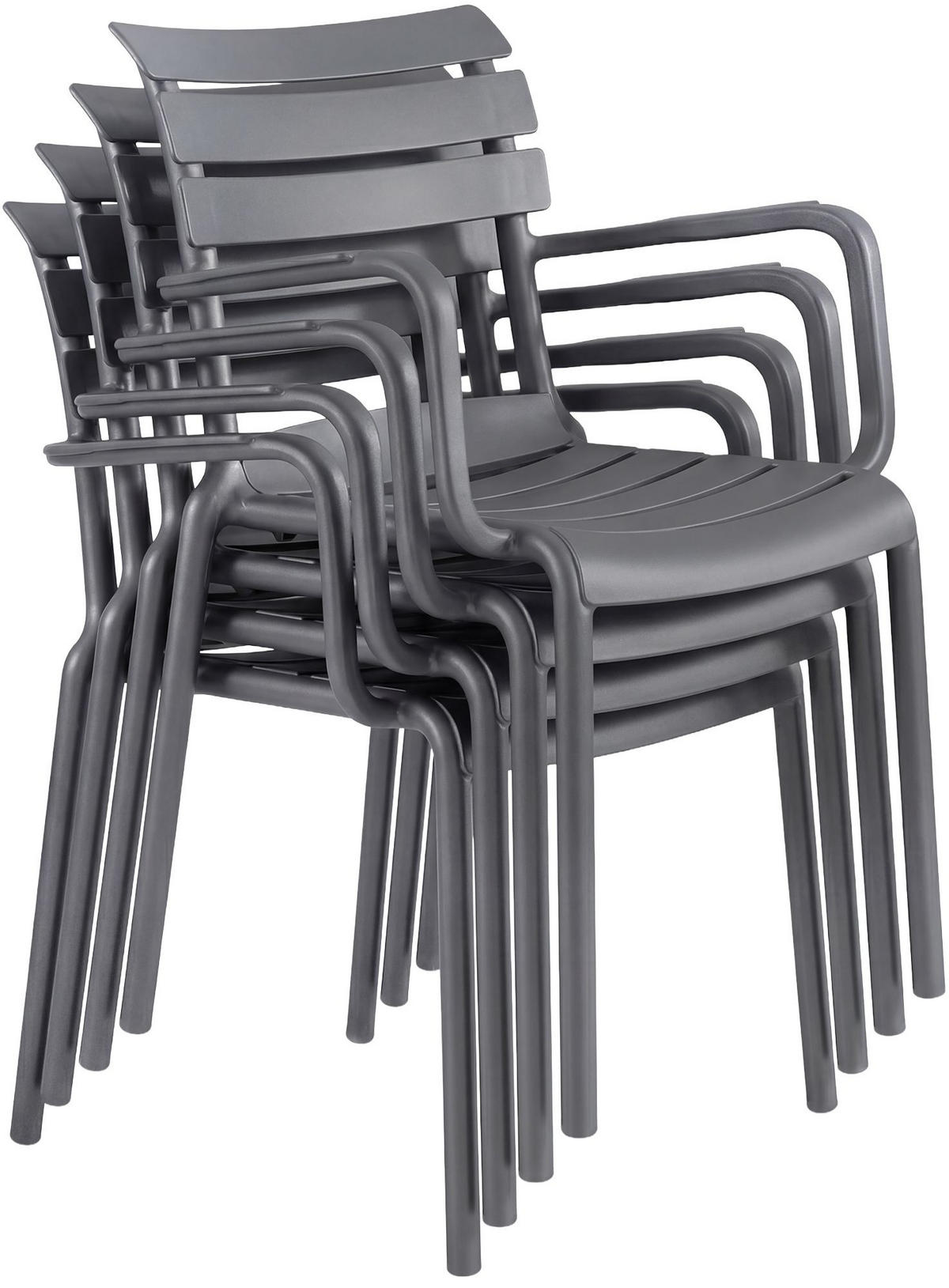 GARTENMÖBEL-SET Nora 4 Stühle 186x186x82cm Kunststoff Dunkelgrau Balkonset - Dunkelgrau, Kunststoff - DELUKE