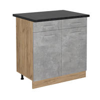 KÜCHENUNTERSCHRANK R-Line Beton 80 cm , AP Anthrazit - Honigeiche/Schieferfarben, Holzwerkstoff (80/81.6/60cm) - Vicco