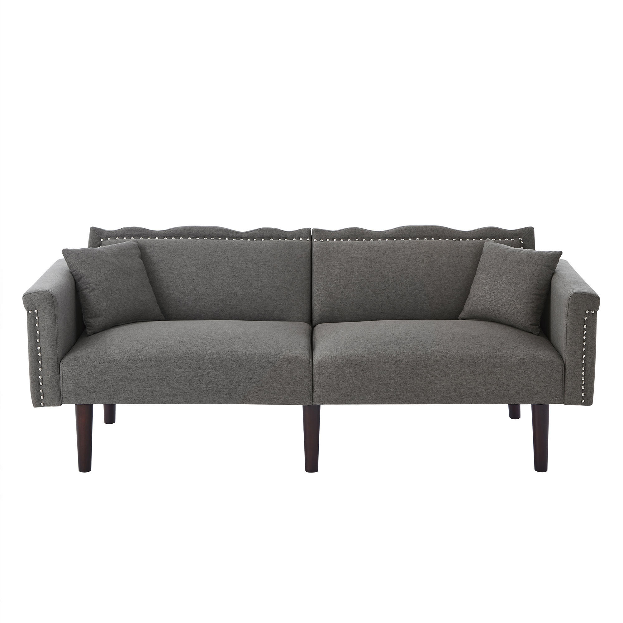 SOFABETT 2-Sitzer Baumwoll-Leinen mit verstellbaren Rückenlehnen und 2 Kissen Antik-Grau 176/72/72 cm - Grau, Kunststoff (72/176/72cm) - Redom