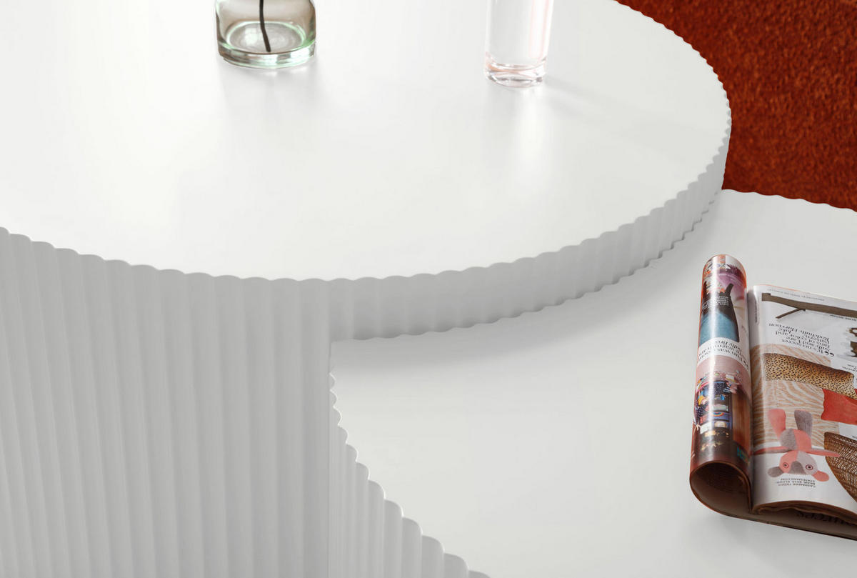 COUCHTISCH aus MDF Ø60/40 cm in Weiß mit Nesting-Design im 2er-Set - Weiß, Holzwerkstoff (80/80/40cm) - Modfu