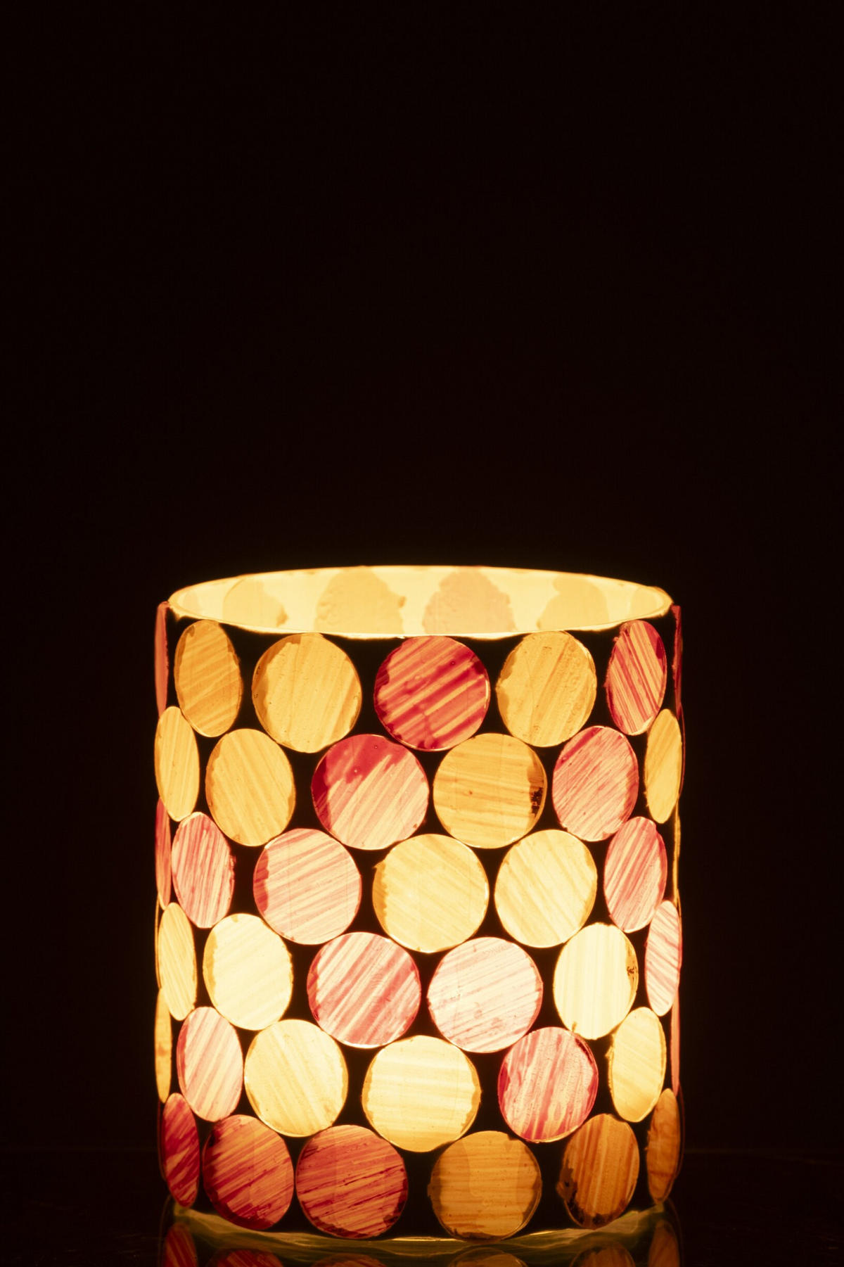 KERZENSTÄNDER GEBROCHENES Weiß - Pink, Glas (10/12.5cm) - J-Line
