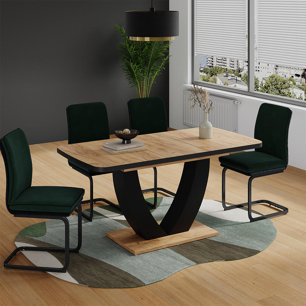 JEDÁLENSKÝ STÔL Fenaro Čierna/dubová - čierna/farba duba, kompozitné drevo (80/120/77.4cm) - Vicco