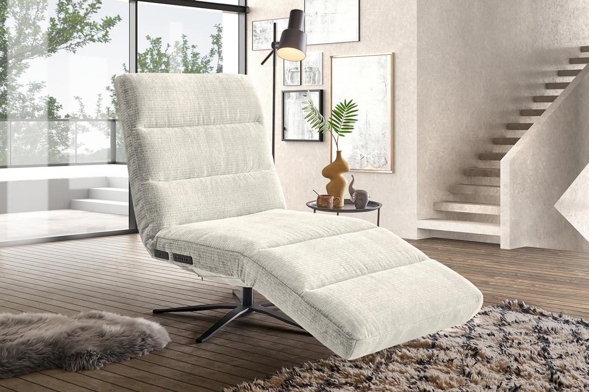 RELAXLIEGE ALINA Cremeweiß Cord - Creme/Schwarz, Textil/Metall (82/115/156cm) - KAWOLA