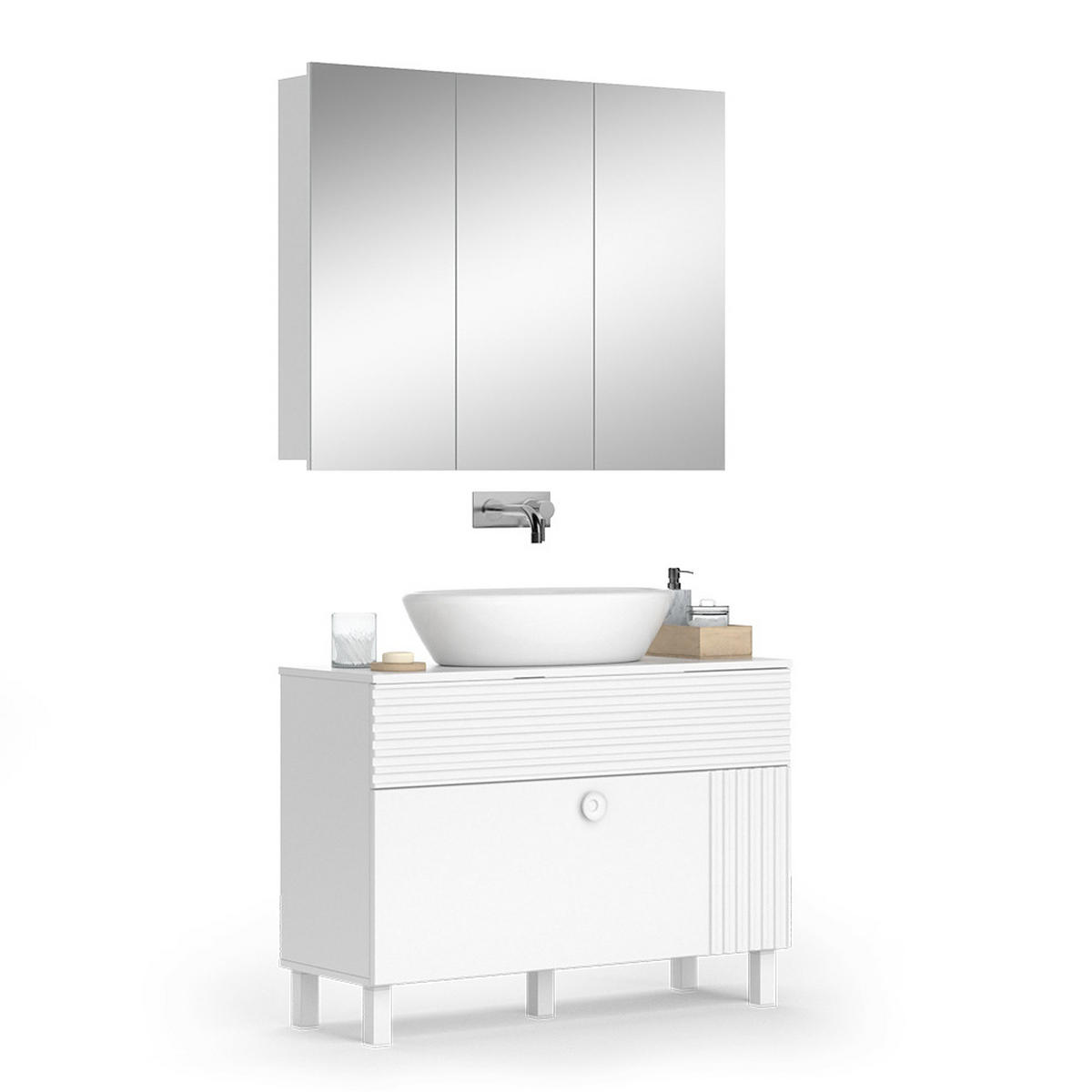 BADMÖBEL-SET Sola Weiß 2 Teile - Weiß, Holzwerkstoff (100/72/37cm) - Vicco